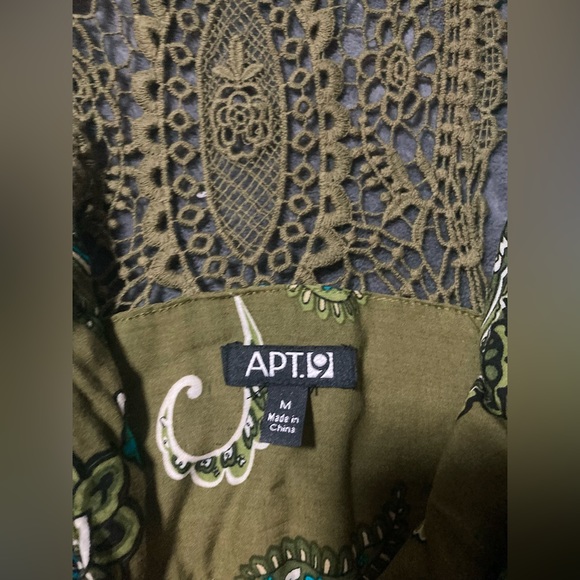 Apt 9 Dress Boho Style Embroidered Back Green Aqua Paisley Print Sleeveless Sz M - Picture 7 of 8